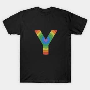 Retro  Rainbow 'Y' Sticker T-Shirt